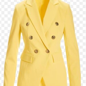 Boston Proper Yellow Double-Breasted Blazer